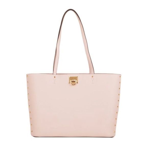 Michael Kors NWT Studded Manhattan Leather Powder Blush Tote Bag, MSRP $498 - Picture 1 of 13